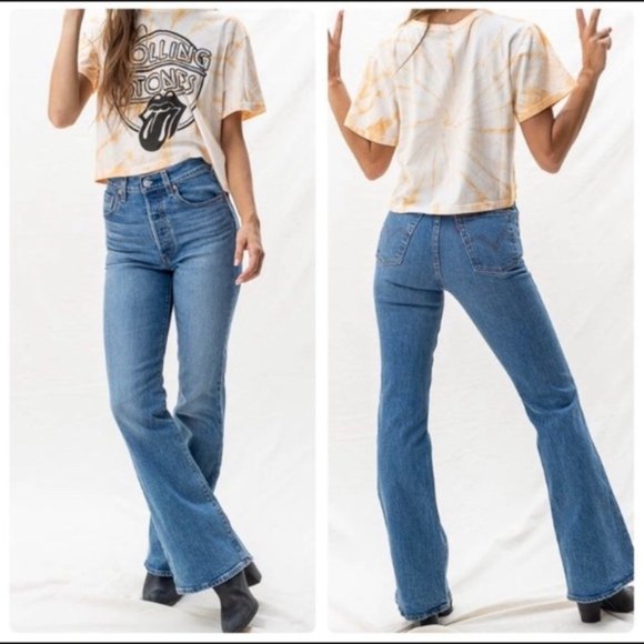 Levi's Ribcage Flare Jeans, Big E, Size 28 - Picture 1 of 10